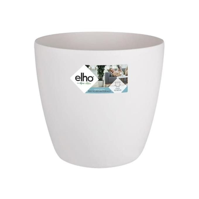 ELHO Pot de fleurs rond Brussels avec roues - Ø 47 x H 44 cm - Intérieur - 100% recyclé - Blanc