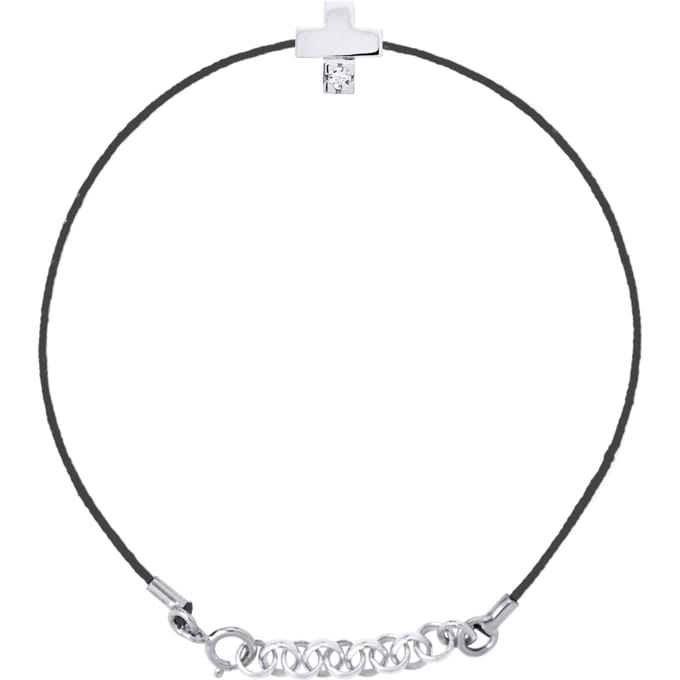 Diamond Bracelet CROSS 0,030 cts Nylon Black 925