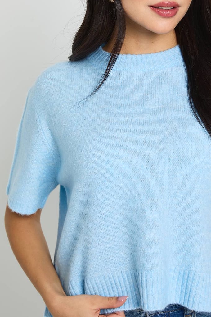 boohoo Dames Oversized Gebreide Top | Blauw | Maat: Small