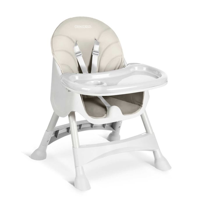 Ricokids Milo Serie - Kinderstoel met Tafel - Grijs - Inclusief Slabbetje