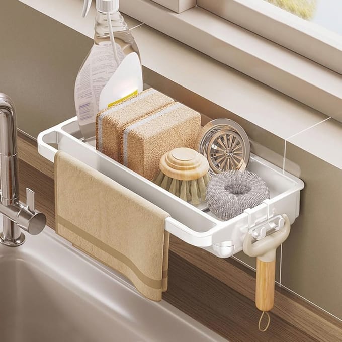 Hangende Keuken Organizer zonder Boren voor Spons en Keukenaccessoires