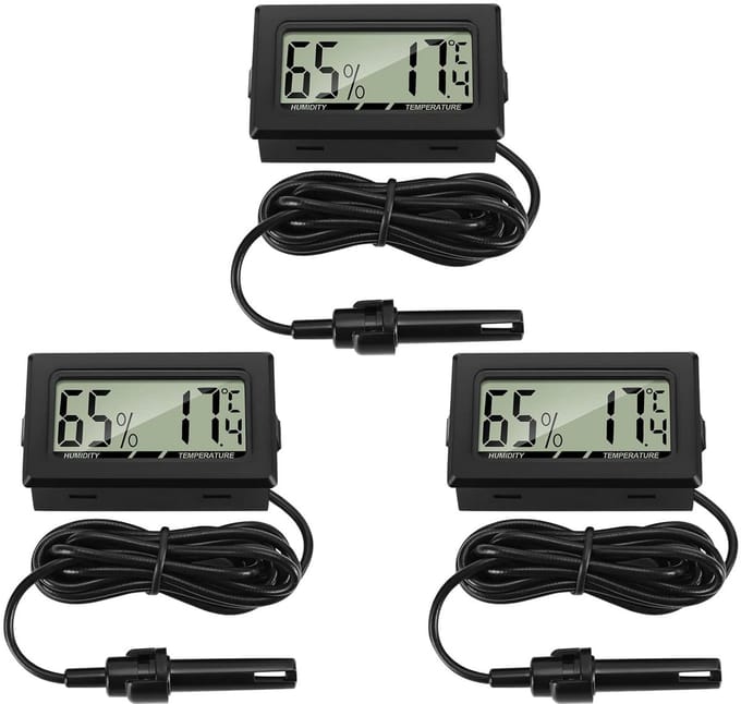 3 x mini LCD digitale thermometer hygrometer temperatuur luchtvochtigheid tester met externe sensor voor koelkast vriezer