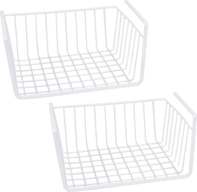 Kastmandje - 2x - wit - metaal - 37 x 25 x 11 cm - opberg hangmand
