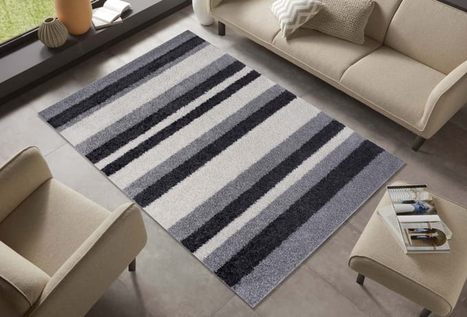 Vloerkleed strepen - Quarry donkergrijs/zwart 80x150