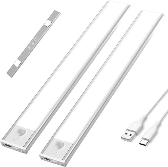 LED Kastverlichting - 2 Stuks - Bewegingssensor - Oplaadbaar via USB-C - Magnetisch & Zelfklevend - 30 CM - Draadloos - 3 Kleurstanden - Rheme