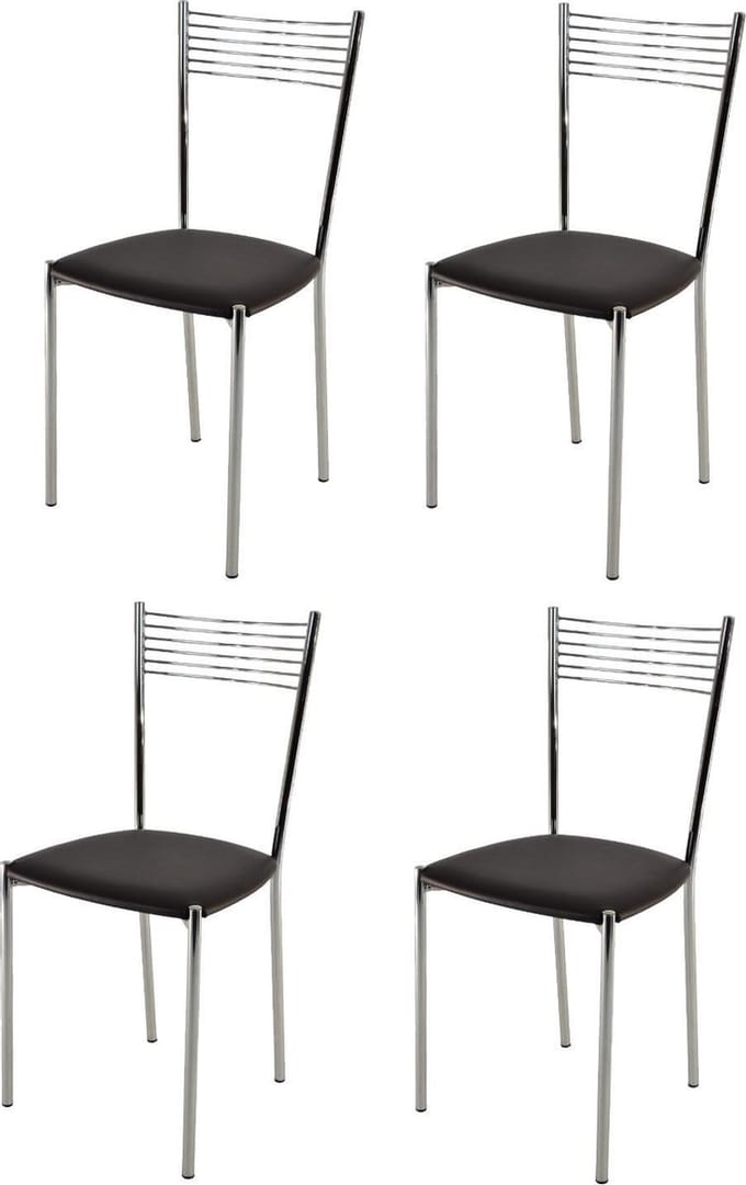 Tommychairs Elegance - Eetkamerstoelen - Set van 4 - Chroom & Moka - Kunstleer