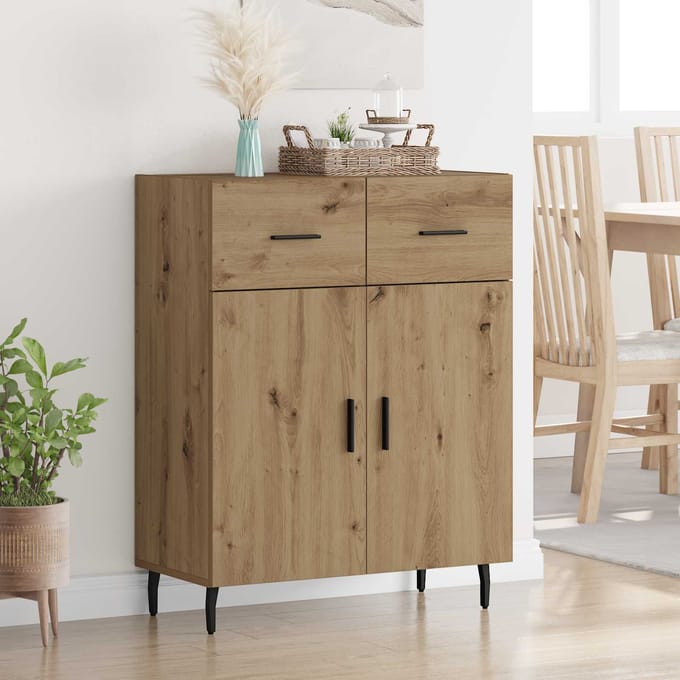 vidaXL - Dressoir - Artisan - Eiken - 69,5 - x - 34 - x - 90 - cm - Bewerkt - hout
