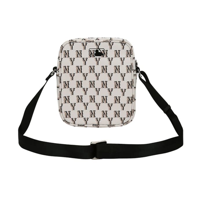 MLB Monogram Serie Ny Yankees Polyester Crossbody Mini Tas Unisex tassen Wit 32BGD2011-50B White gray