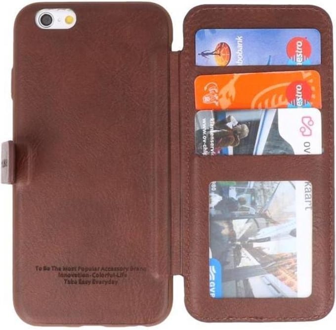 Back Cover Book Design Hoesje Geschikt voor iPhone 6 Plus Mocca