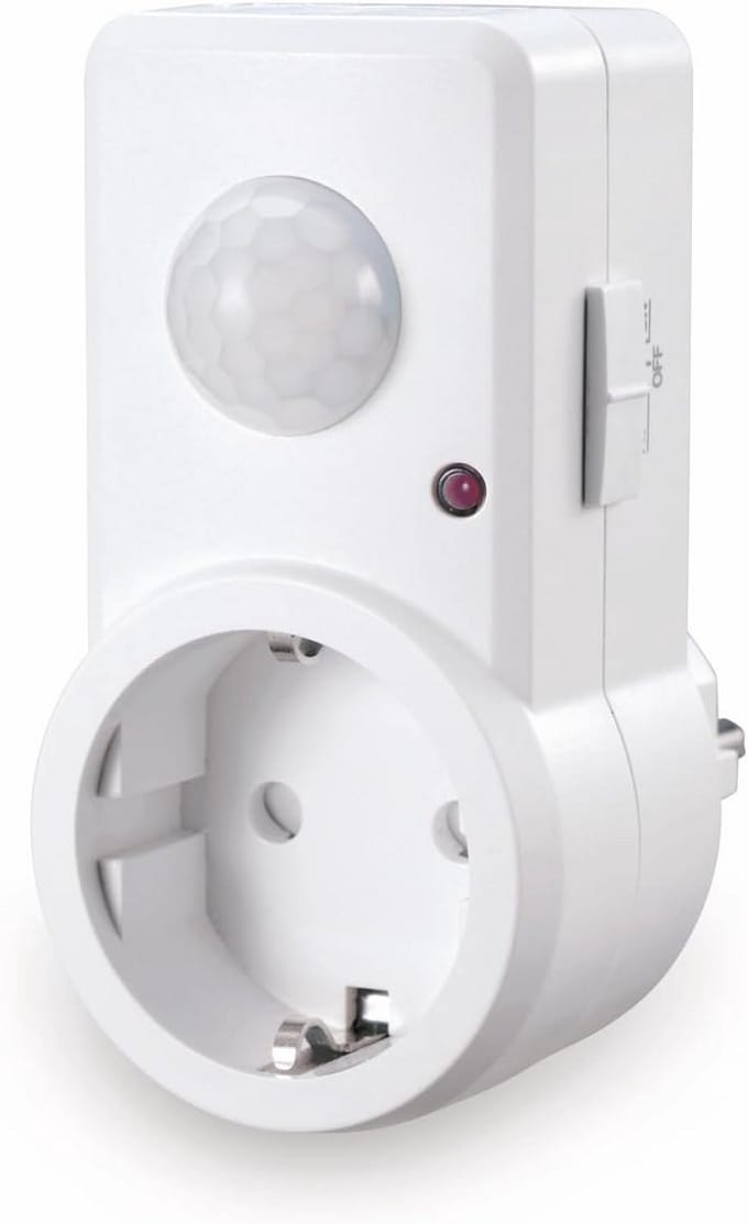 Infrarood Bewegingsmelder Tussenstekker - 120° Detectiebereik, 9m Werkveld, IP20, Wit