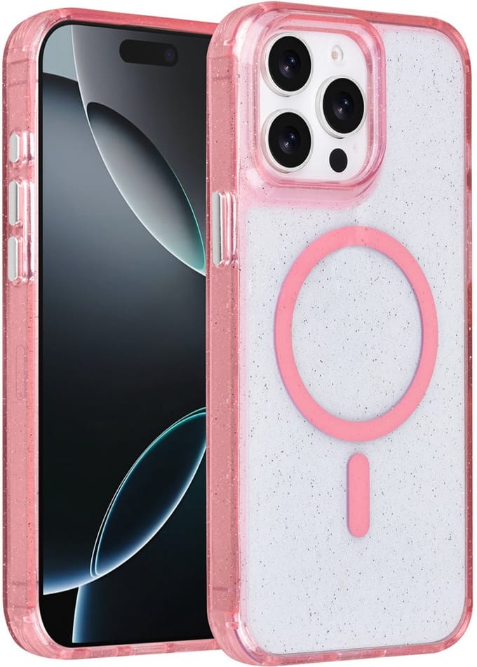 TUNIQ telefoonhoesje voor Apple iPhone 15 Pro Max - MagSafe met glitter - Roze