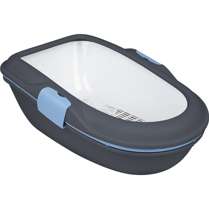 Trixie - Kattenbak Berto - Open Met Scheidingssyteem - Donkergrijs/Blauw - 59X39X22 cm