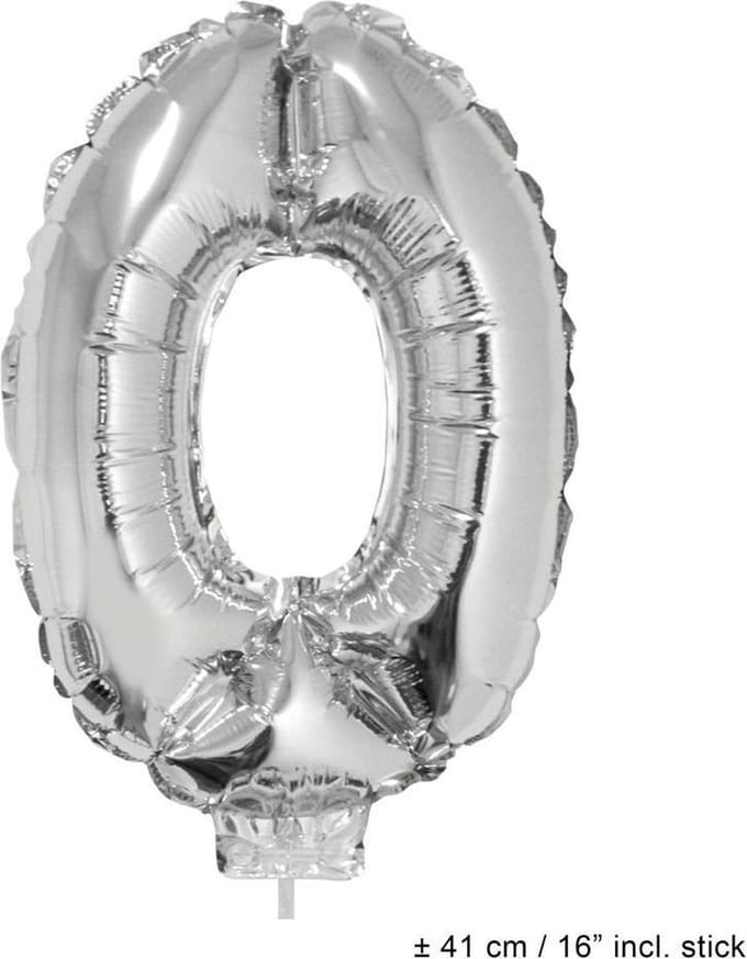 Folie opblaascijfer 0 Zilver