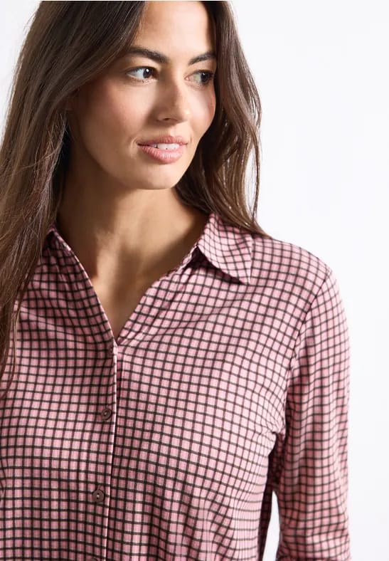 Shirt met 3/4-mouwen van jersey in blouse-stijl