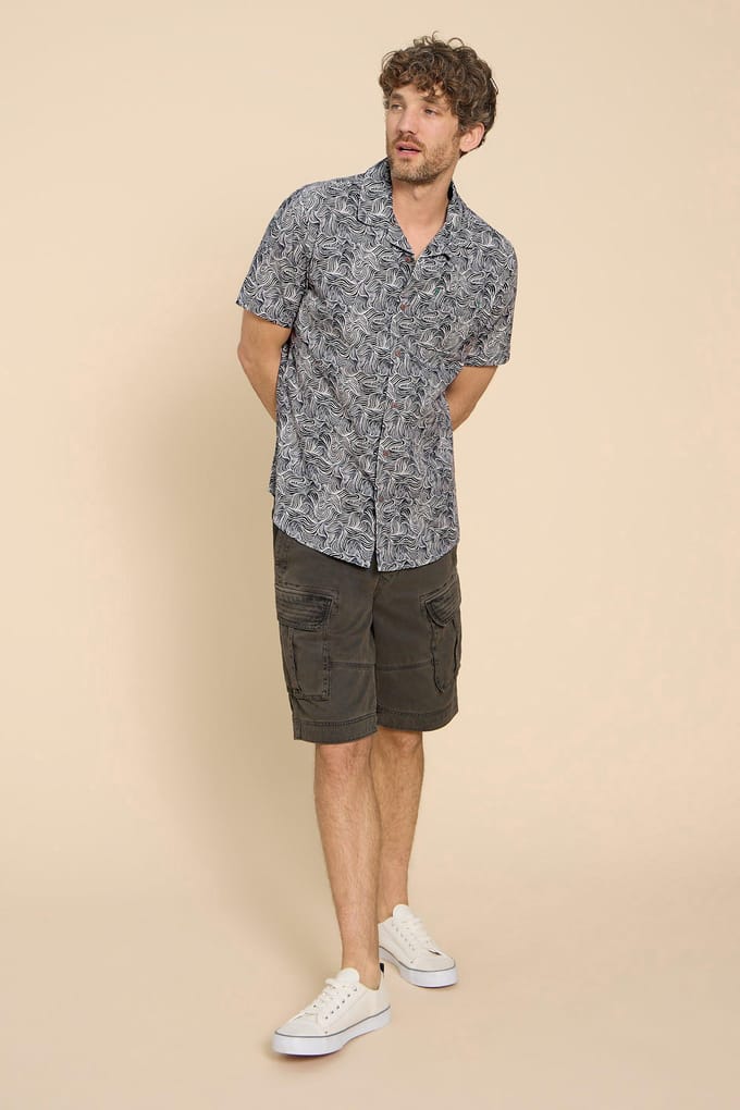 White Stuff Waves Printed Ss Shirt Navy Print Größe: M | Casual hemden Outlet | Herren | Blau