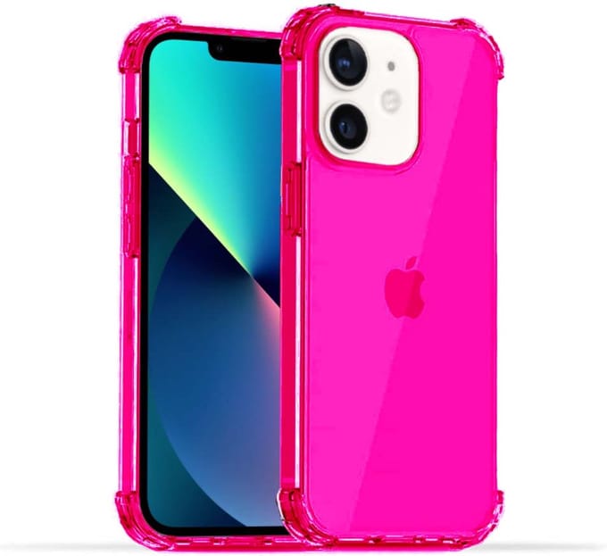 Smartphonica iPhone 12 Mini transparant siliconen hoesje - Neon Roze geschikt voor iPhone 12 Mini