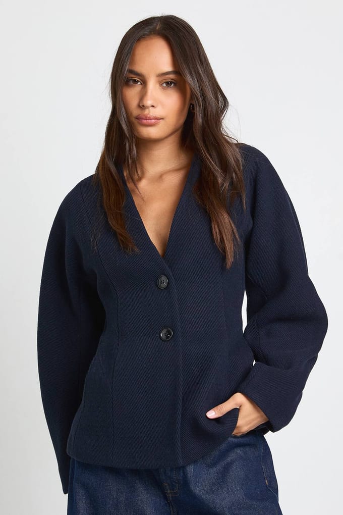 boohoo Dames Wollen-look gesyncht vest | Navy | Maat: 14
