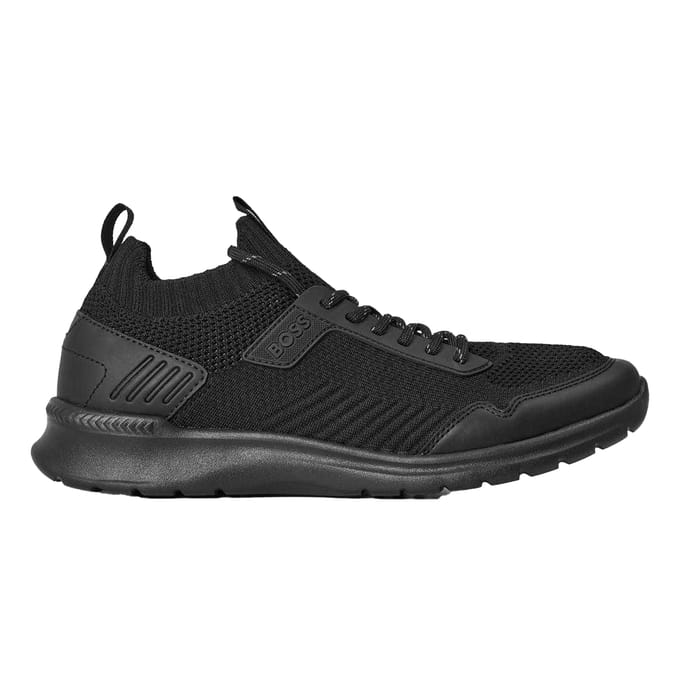Boss Lage herensneakers van extreem leer (Zwart)
