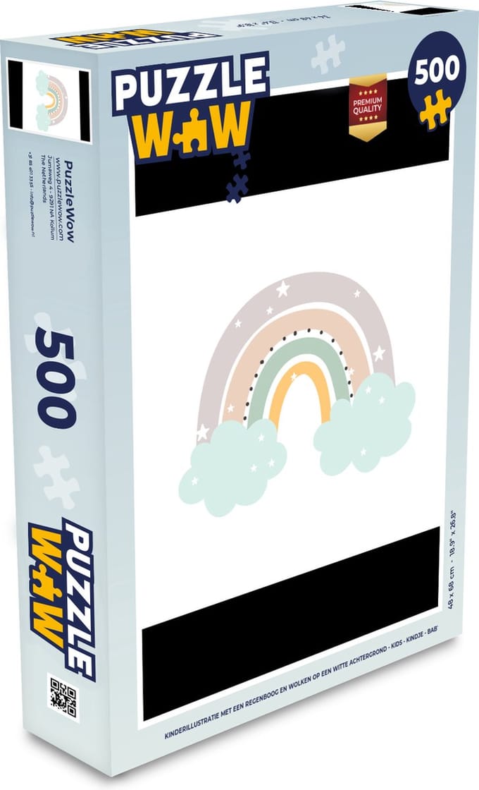 Puzzel Regenboog - Sterren - Stippen - Wolken - Kinderen - Legpuzzel - Puzzel 500 stukjes