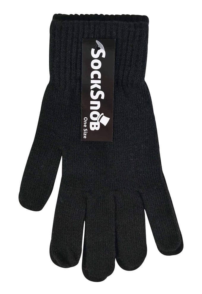 Dames gebreide thermo wolmix magische handschoenen - Zwart