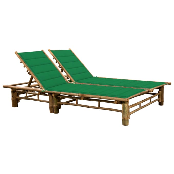 vidaXL - Ligbed - 2-persoons - met - kussens - bamboe