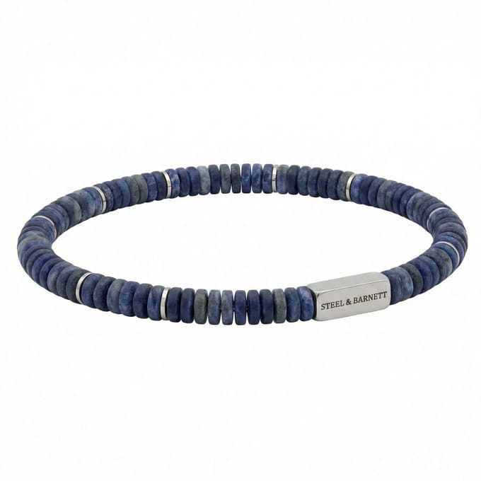 STEEL & BARNETT - Kralenarmband Heren - Two Tone - Sodaliet - Maat L