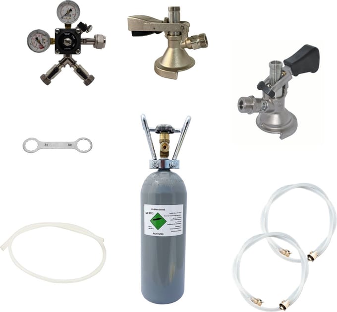 Accessoirepakket voor biertap 2-kraans - met 2x Fustkoppeling Type A, Type M