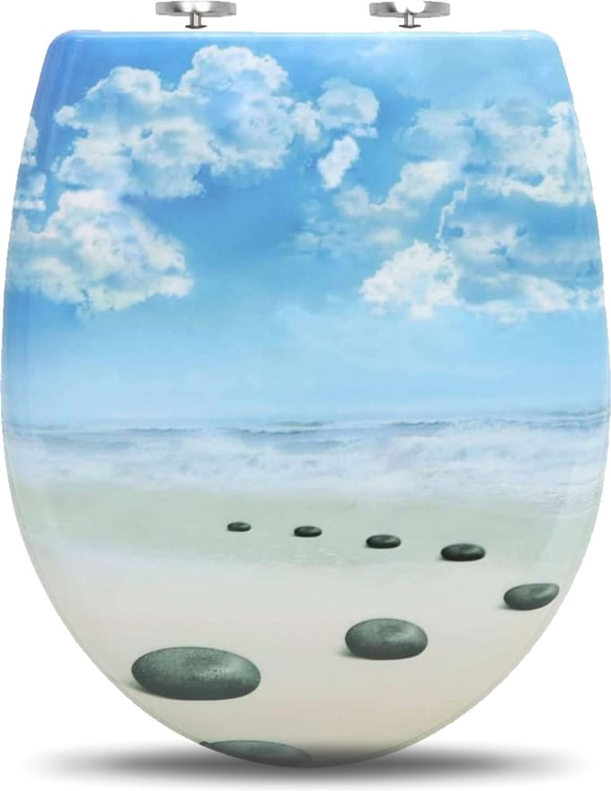 Bolt Edge Toiletbril - Strand print - Antibacterieel - Softclose - Universeel ontwerp