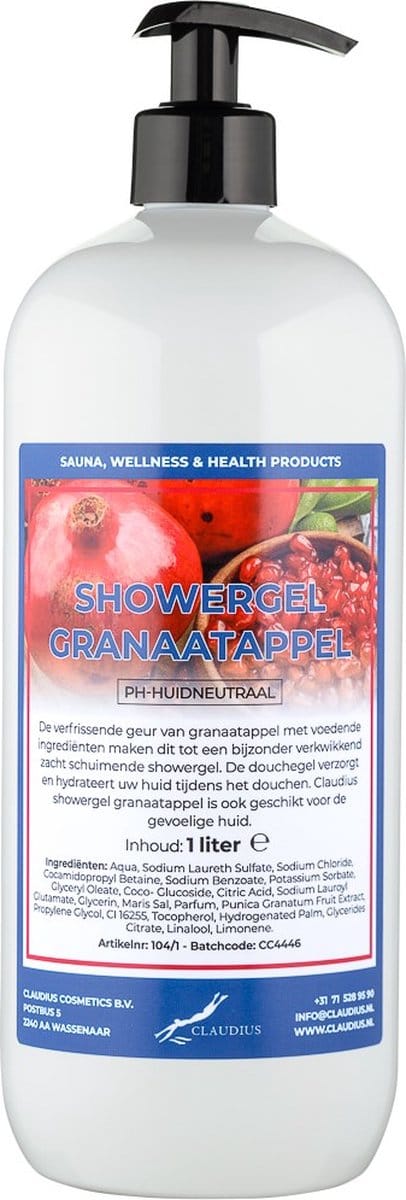 Claudius Douchegel Granaatappel 1 liter - met gratis pomp - Showergel