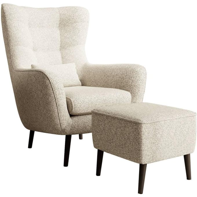 Fauteuil met hocker Verdiro bouclé | NADUVI Collection