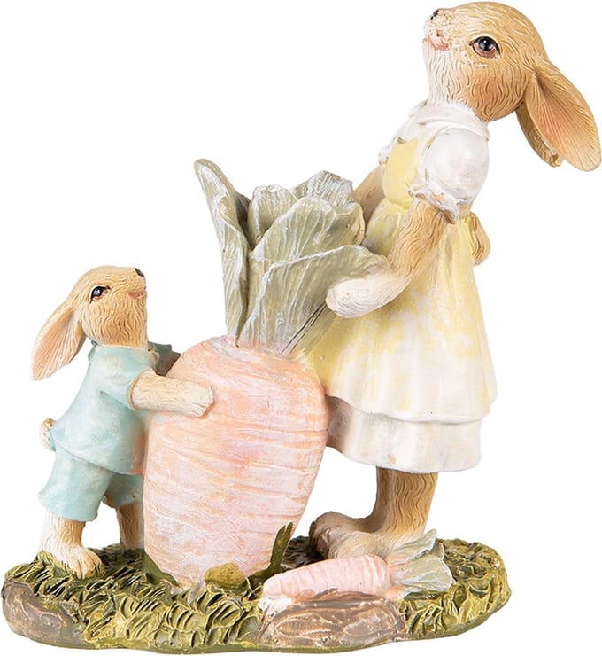 Clayre & Eef Beeld Konijn 13 cm Bruin Geel Polyresin