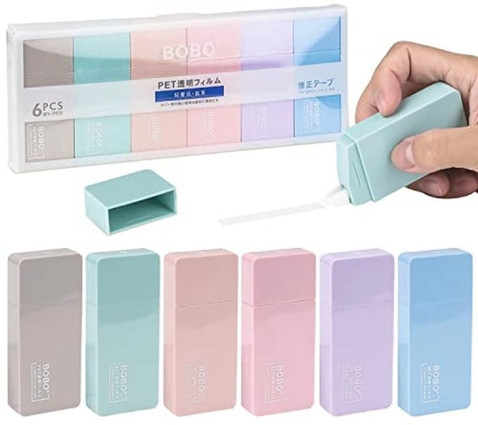Mini Correctieroller Set van 6 Stuks voor School en Kantoor