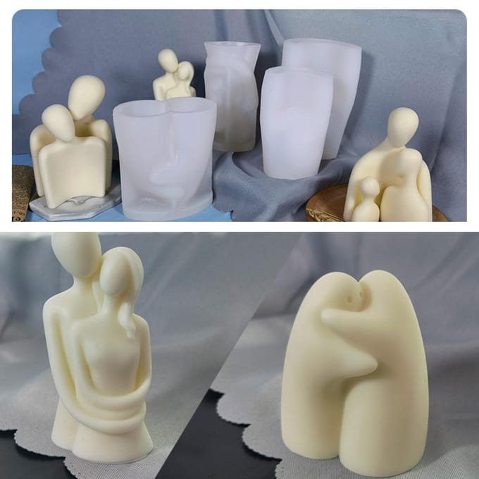 Moules à bougies d'aromathérapie réutilisables en silicone pour couple white