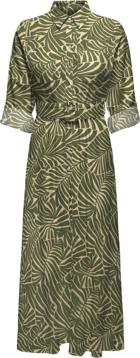 ONLY ONLCALLIE LINEN L/S MIDI DRESS PTM Dames Jurk - Maat S
