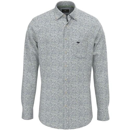 Fynch-Hatton Overhemd Minimal Flower Pattern Button-Down Turf Green / male