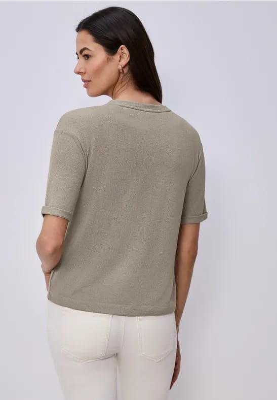 Shirt met ronde hals in gebreide look