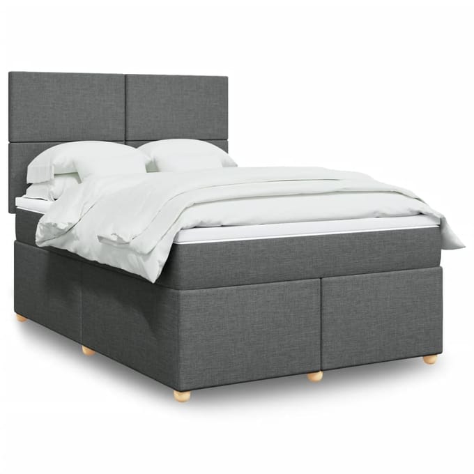 vidaXL - Boxspring - met - matras - stof - donkergrijs - 160x200 - cm