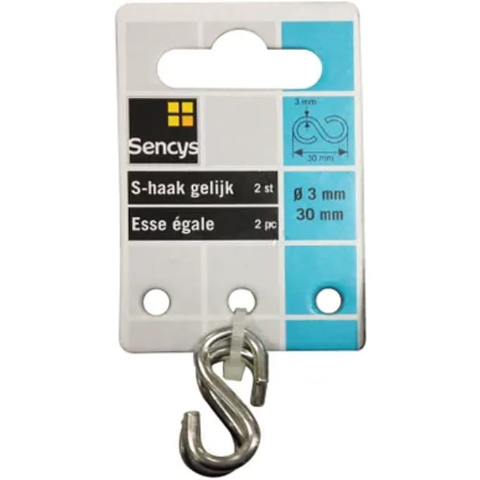Sencys S-haak - Gegalvaniseerd - Diam. 3x30mm