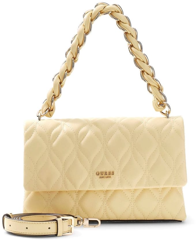 GUESS schoudertas Maxine Flap Crossbody Pale Yellow Lichtgeel