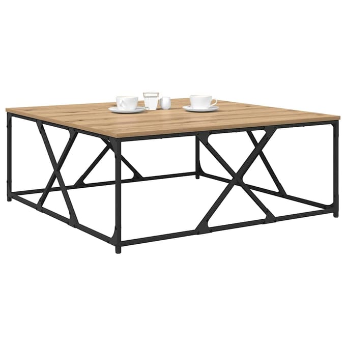 vidaXL - Salontafel - Artisan - Eiken - 100 - x - 100 - x - 40 - cm - Bewerkt - hout