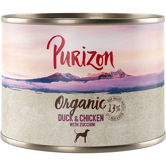 Dubbelpakket Purizon Organic 12 x 200 g - Eend en kip met courgette