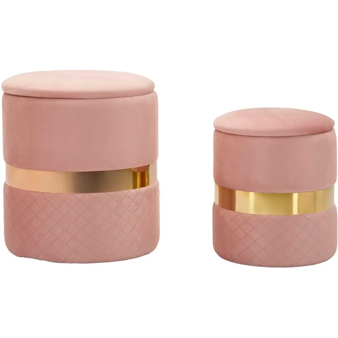 Opbergkruk Puff With Storage Sheffild Pink Set 2 Pcs Ø 37×42 cm