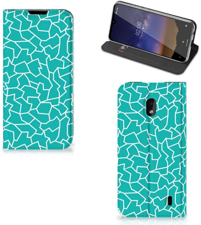 Standcase Hoesje voor Nokia 2.2 Bookcase Cracks Blue