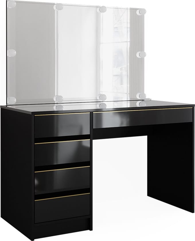 Vicco Sherry Kaptafel set – 120 cm met LED-verlichting Zwart/goud