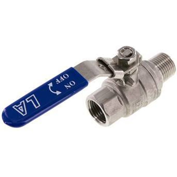 Buiten x Binnendraad R/Rp 1/2 inch PN 63 2-Weg RVS Kogelkraan - BL2SH-M-63-MF-012