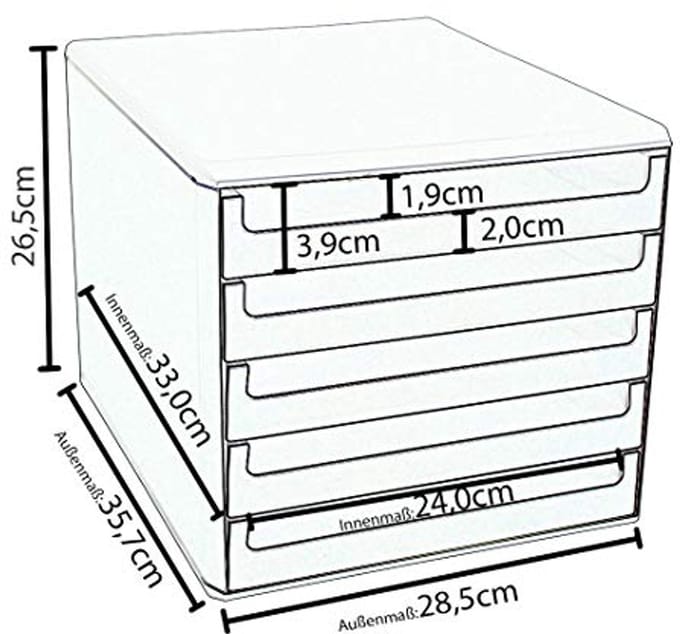 Ladenbox met 5 laden in antraciet en berry-violet voor A4 papier