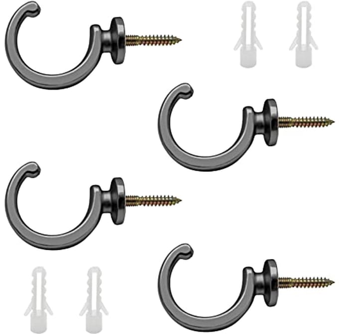 Gordijn Tiebacks Haken - Gordijn Hangers - Gordijnen Houden - Wandmontage Ontwerp - 4 Stuks - Zwart