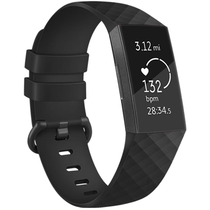 Siliconen bandje - Geschikt voor Fitbit Charge 3/ Charge 4 - Zwart