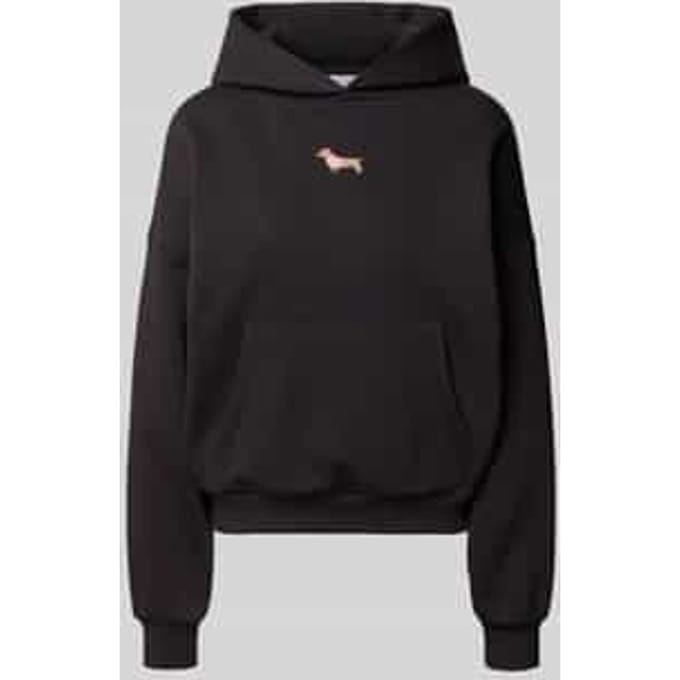 Hoodie met motiefstitching en kangoeroezak