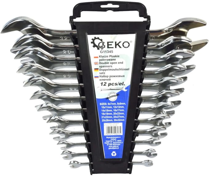 GEKO Open end steeksleutelset - 12-delig - 6-32 mm - met opbergrek